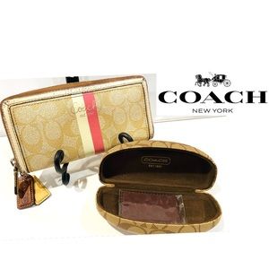 COACH Signature Poppy Coated-Canvas & Leather Wallet w/ GIFT!!